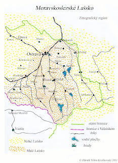 Ilustrace nebo mapa Slezského a Moravského Lašska